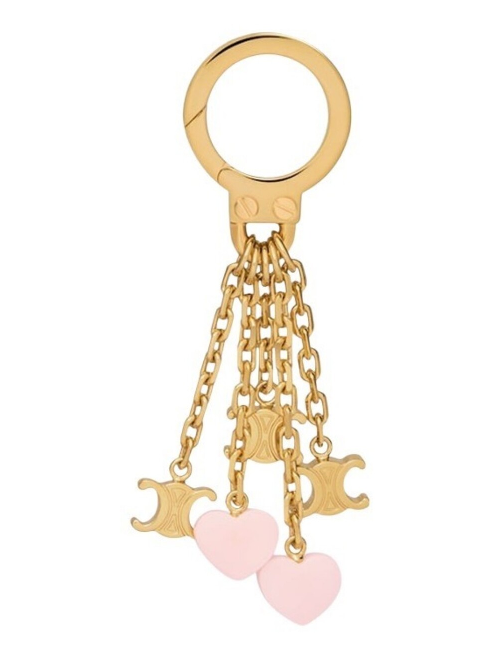 Like NEW! RARE!!! CELINE Triomphe Heart Chain Charm Light Pink Comes W/ BOOKLET! - Picture 2 of 11